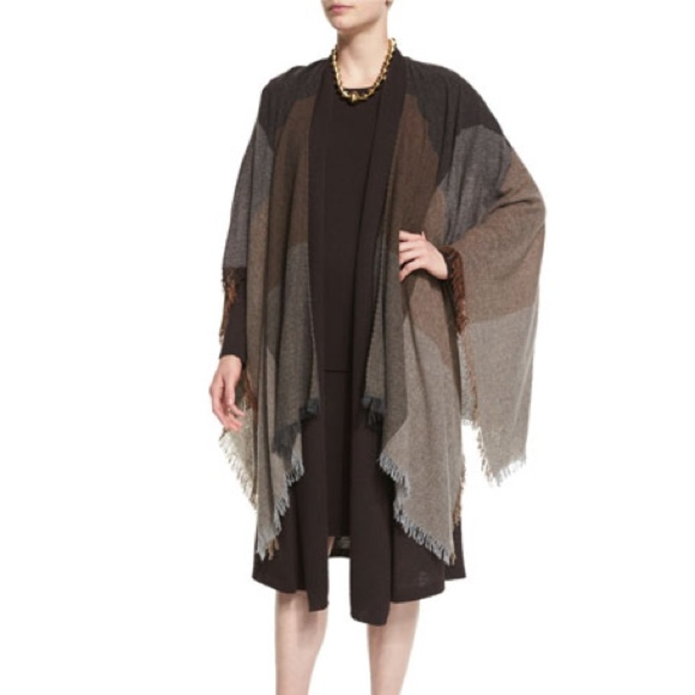 NWT Eileen Fisher Viaggio Wool Blend Serape Wrap